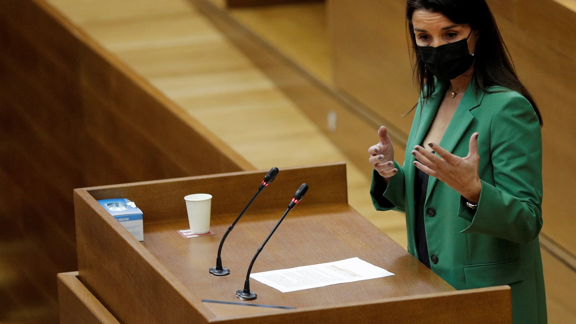 La portavoz de Ciudadanos, Ruth Merino, interviene en la sesión de control en Les Corts Valencianes