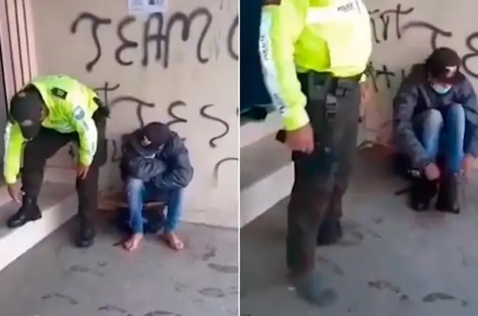 El emotivo gesto de un policía ecuatoriano con un migrante que se ha hecho viral