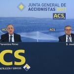 Florentino Pérez, presidente de ACS, durante la junta de accionistas de la compañía celebrada hoy