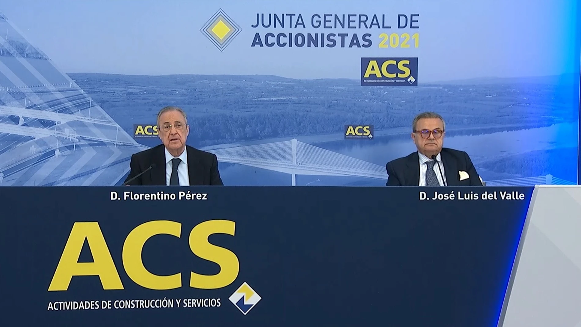 Florentino Pérez, presidente de ACS, durante la junta de accionistas de la compañía celebrada hoy