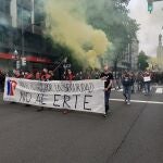 Manifestación de trabajadores de Petronor contra el ERTE en Bilbao