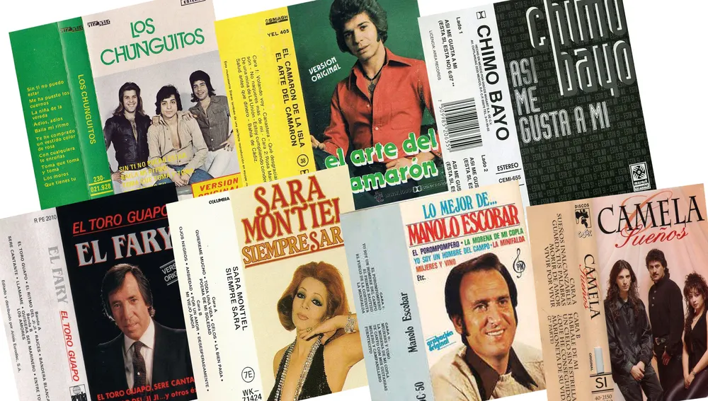 Carátulas de discos de El Fary, Manolo Escobar, Camela y otros artistas que eran imprescindibles en las gasolineras