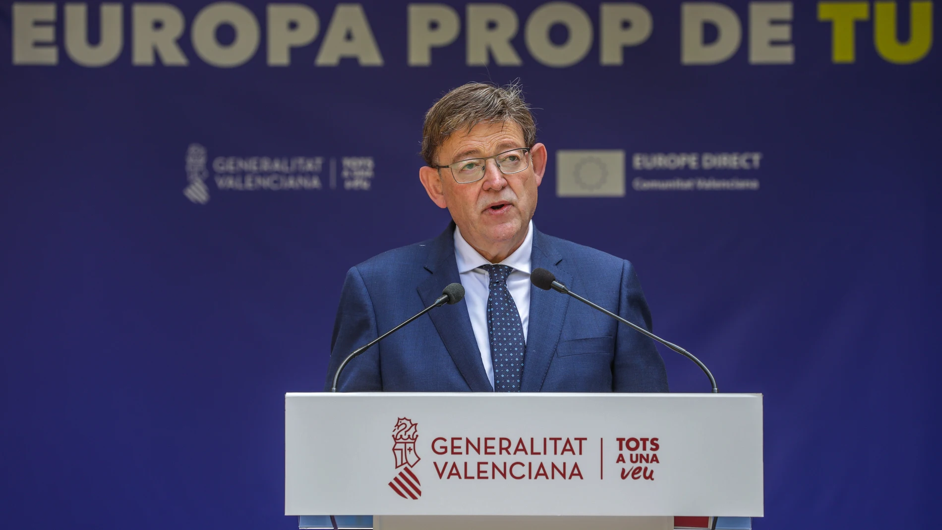 El presidente de la Generalitat, Ximo Puig, en el acto organizado por el Consell en conmemoración del Día de Europa