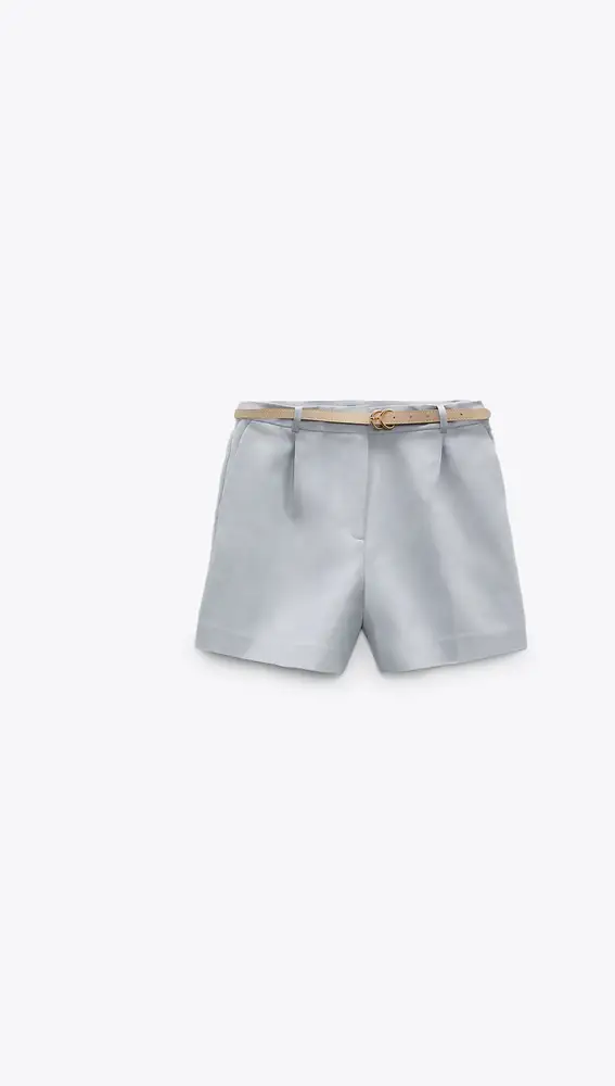 Shorts pinzas cinturón de Zara