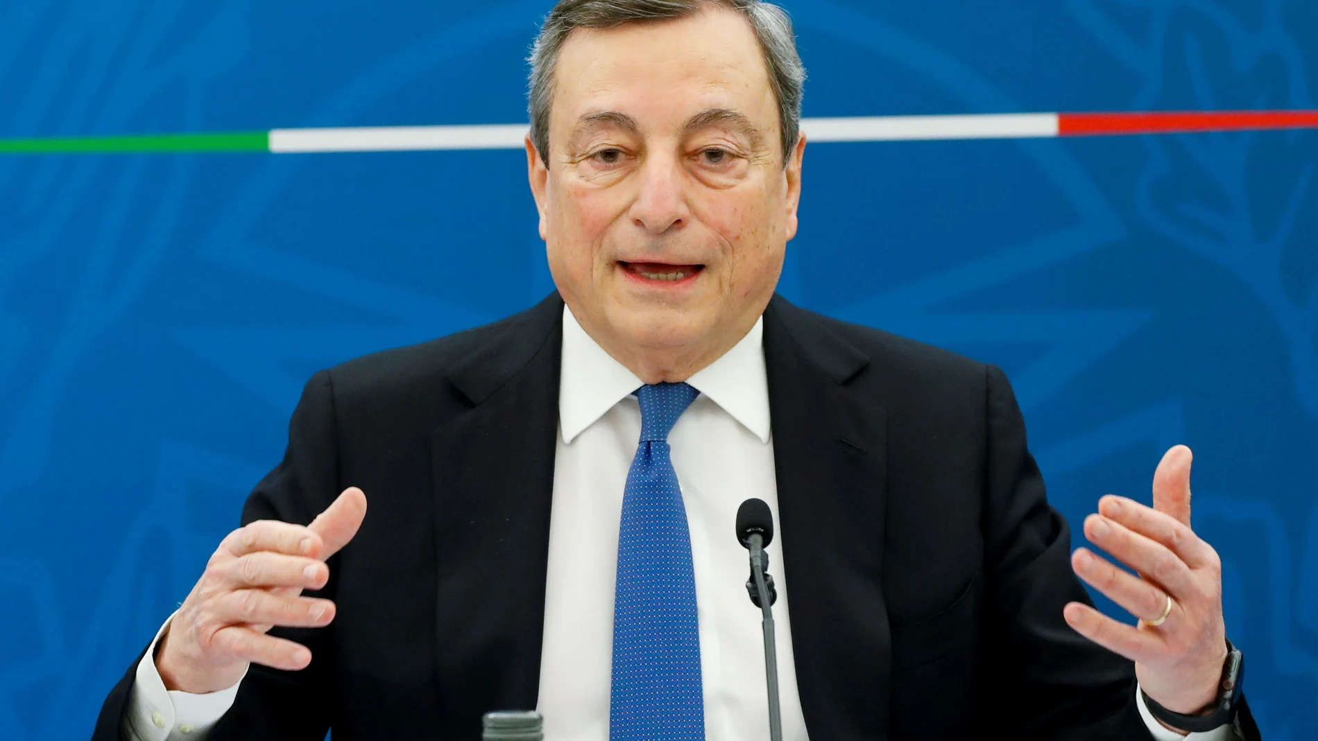 El primer ministro italiano, Mario Draghi, durante una rueda de prensa en Roma
