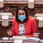 La consejera de Empresa, Valle Miguélez, durante su intervención en la presentación del proyecto de presupuestos para 2021 de la Consejería de Empresa, Empleo y Universidades