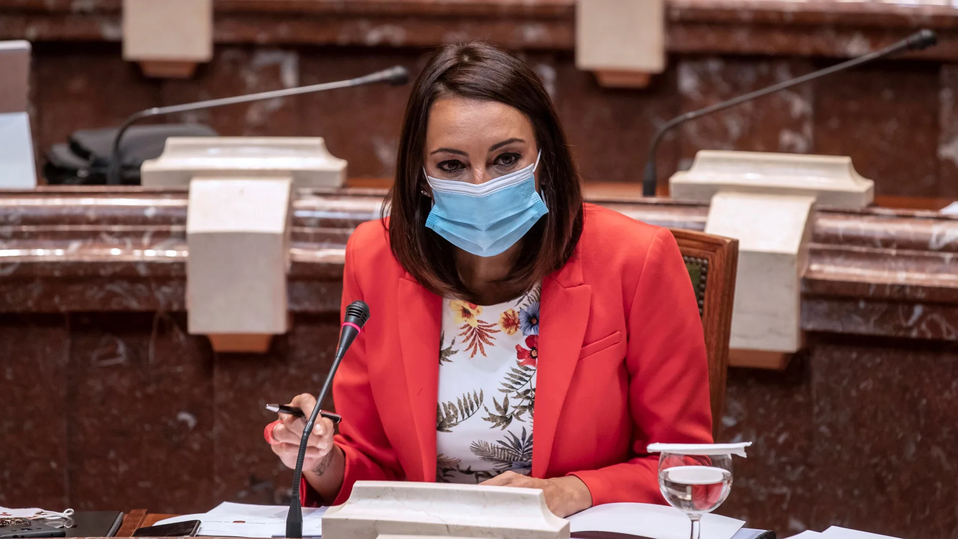 La consejera de Empresa, Valle Miguélez, durante su intervención en la presentación del proyecto de presupuestos para 2021 de la Consejería de Empresa, Empleo y Universidades