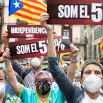 Protesta de ANC en Barcelona para exigir a ERC y JxCat un pacto para formar un Govern independentista antes de que expire el plazo límite del 26 de mayo