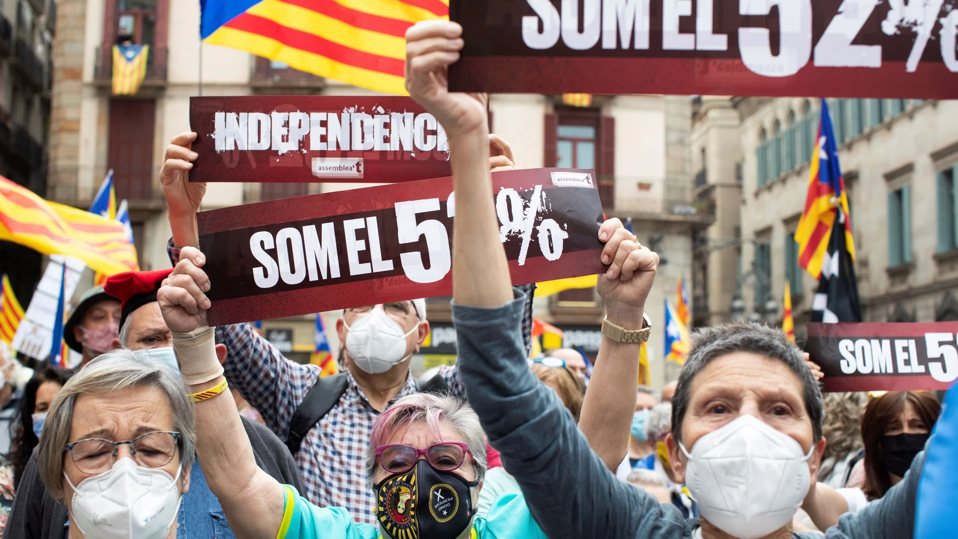 Protesta de ANC en Barcelona para exigir a ERC y JxCat un pacto para formar un Govern independentista antes de que expire el plazo límite del 26 de mayo