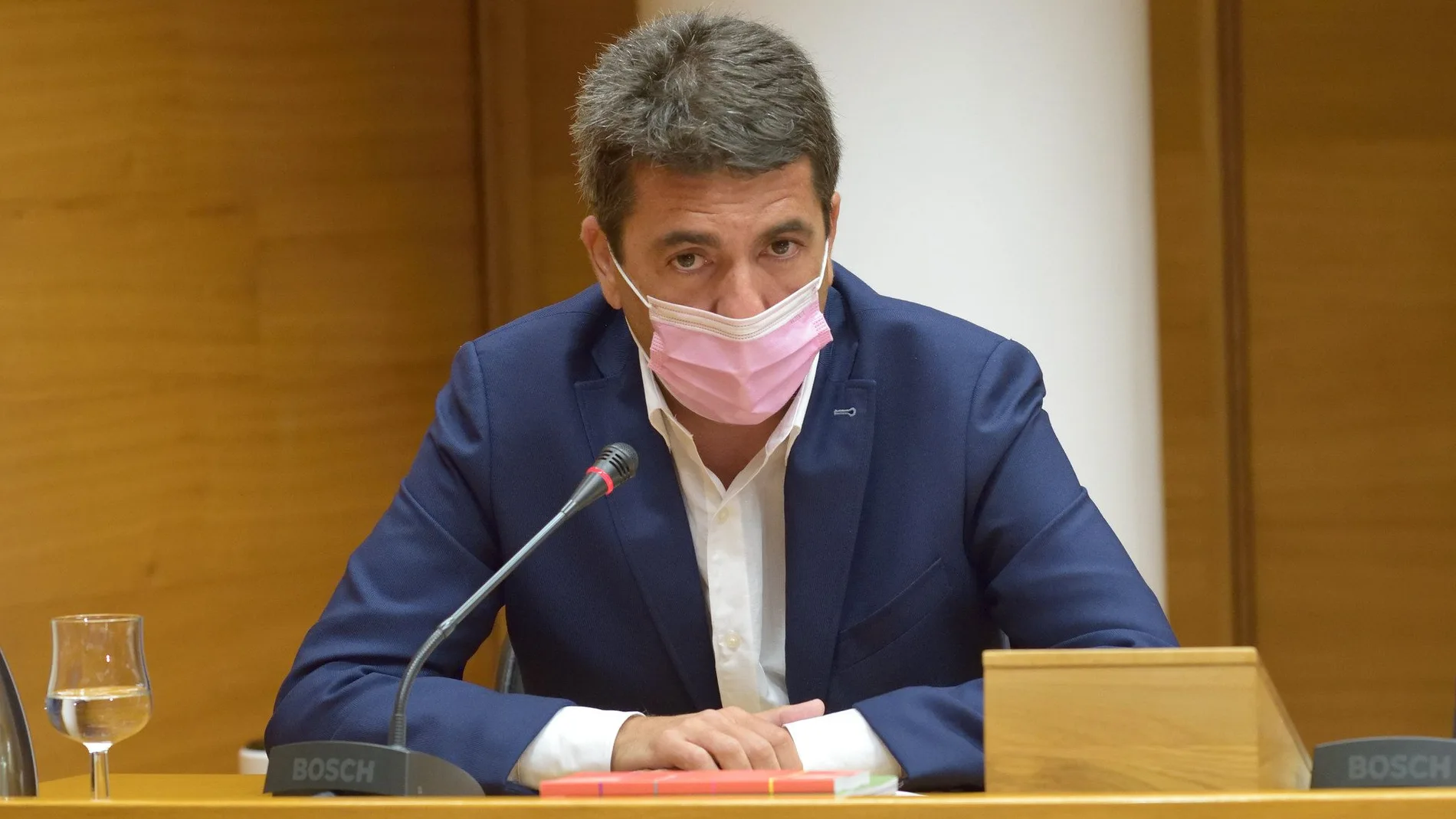 El presidente de la Diputación de Alicante, Carlos Mazón, durante su comparecencia en Les Corts