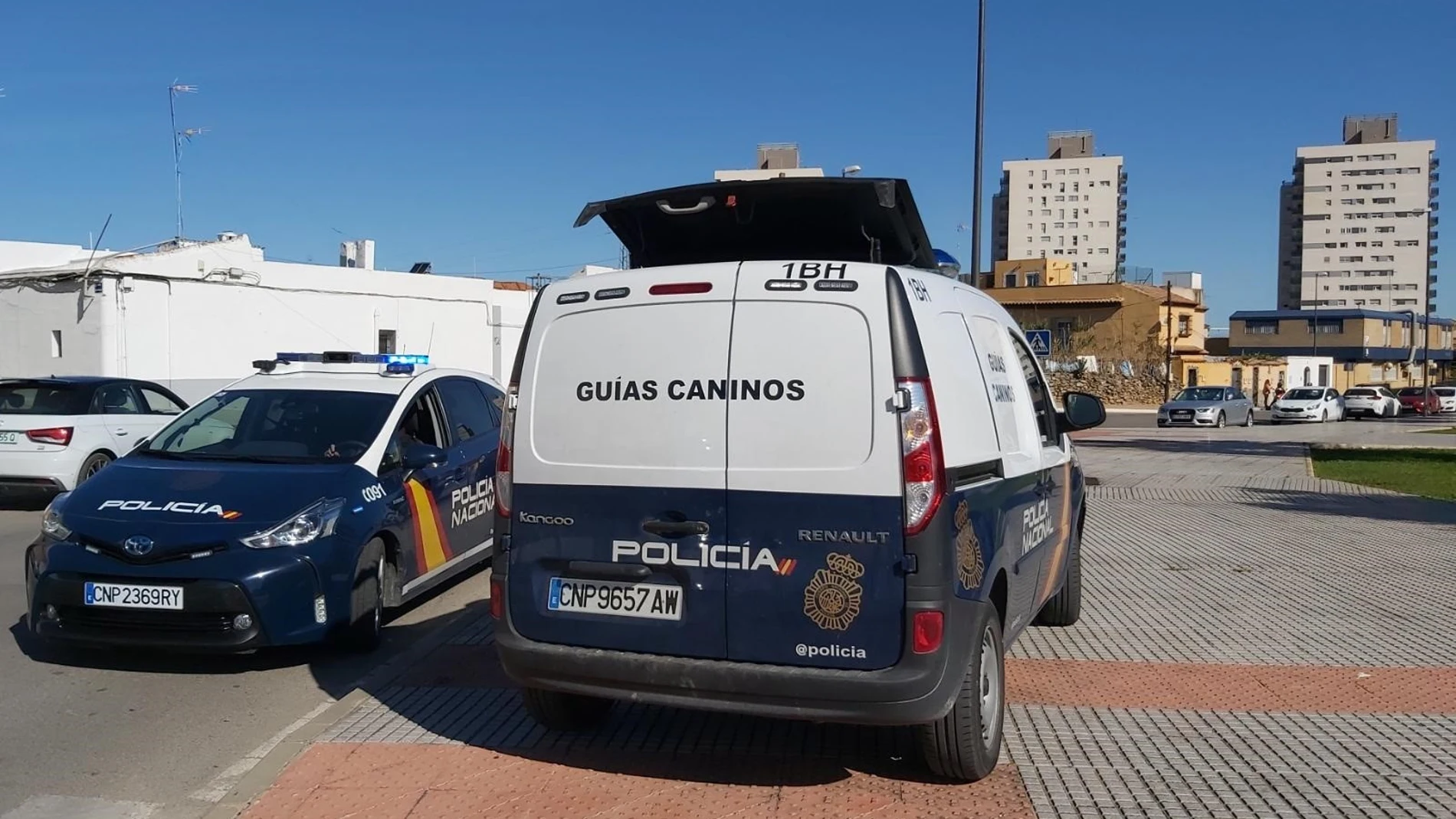 Vehículos de la Policía Nacional en San Fernando