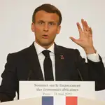 El presidente Emmanuel Macron, ayer en París en la rueda de prensa posterior a la cumbre