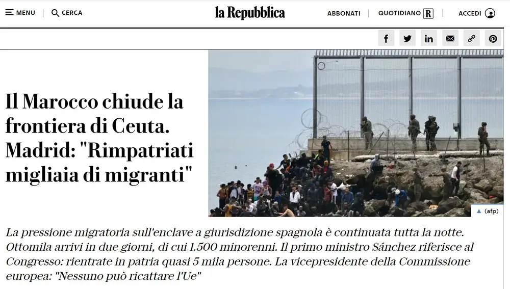 Artículo de La Repubblica