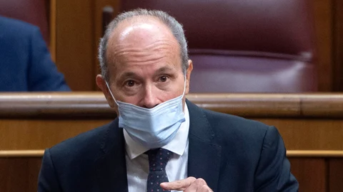 El ministro de Justicia, Juan Carlos Campo Moreno, interviene en una sesión plenaria en el Congreso de los Diputados,