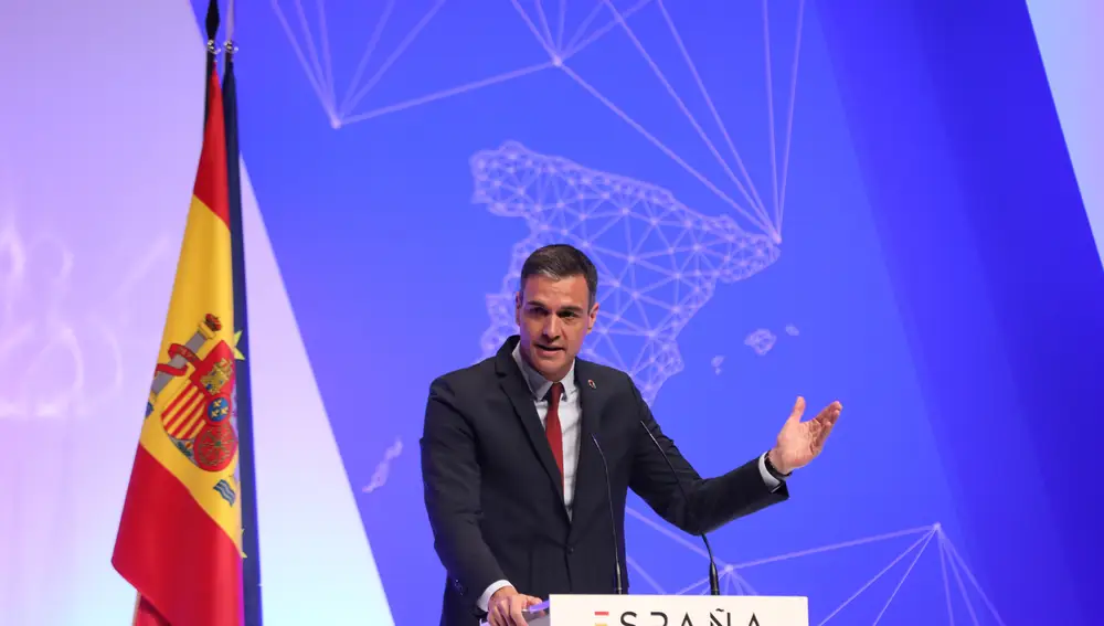 El presidente del Gobierno, Pedro Sánchez, ayer, durante la presentación del proyecto España 2050