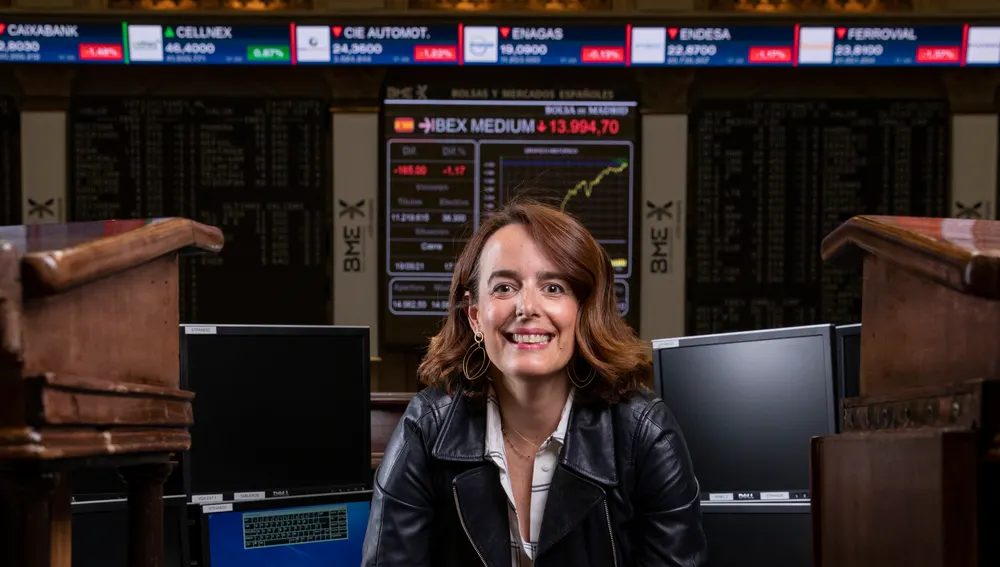 Berta Ares, directora general de BME Inntech, en la Bolsa de Madrid