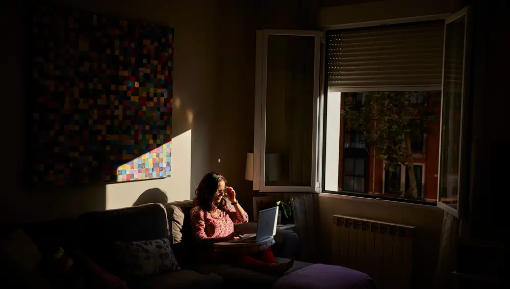 Pilar Rivera, trabajadora que actualmente realiza teletrabajo en casa
