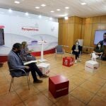 El secretario regional del PSOE, Luis Tudanca, interviene de forma telemática en la Jornada de debate sobre el futuro de Castilla y León