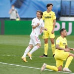 Luka Modric celebra el gol del triunfo del Real Madrid contra el Villarreal.