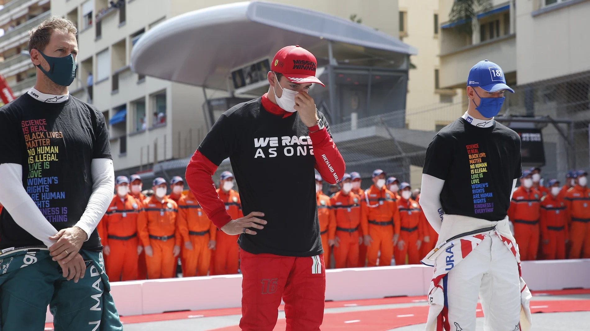 Sebastian Vettel, Charles Leclerc y Max Verstappen, en el pasado Gran Premio de Azerbaiyán