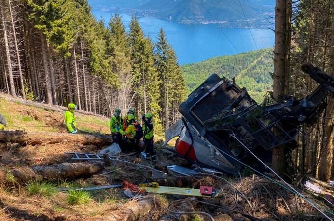 Cabina del teleférico siniestrado que ha dejado al menos 14 muertos en el norte de Italia24/05/2021