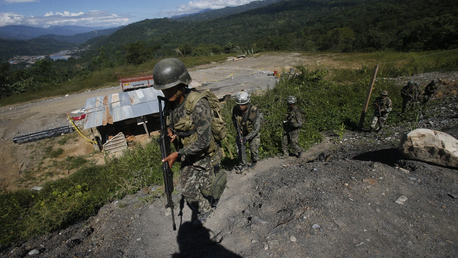 Militares en la región del VRAEM, donde tiene presencia la guerrilla maoísta Sendero Luminoso