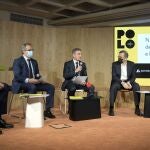 Responsables de innovación y estrategia de los cinco socios promotores de Polo positivo (Grupo Antolin, Aciturri Aeronáutica, Pascual, Gonvarri y Fundación Caja de Burgos) presentan los detalles de las nuevas convocatorias de los programas de ayuda al emprendimiento