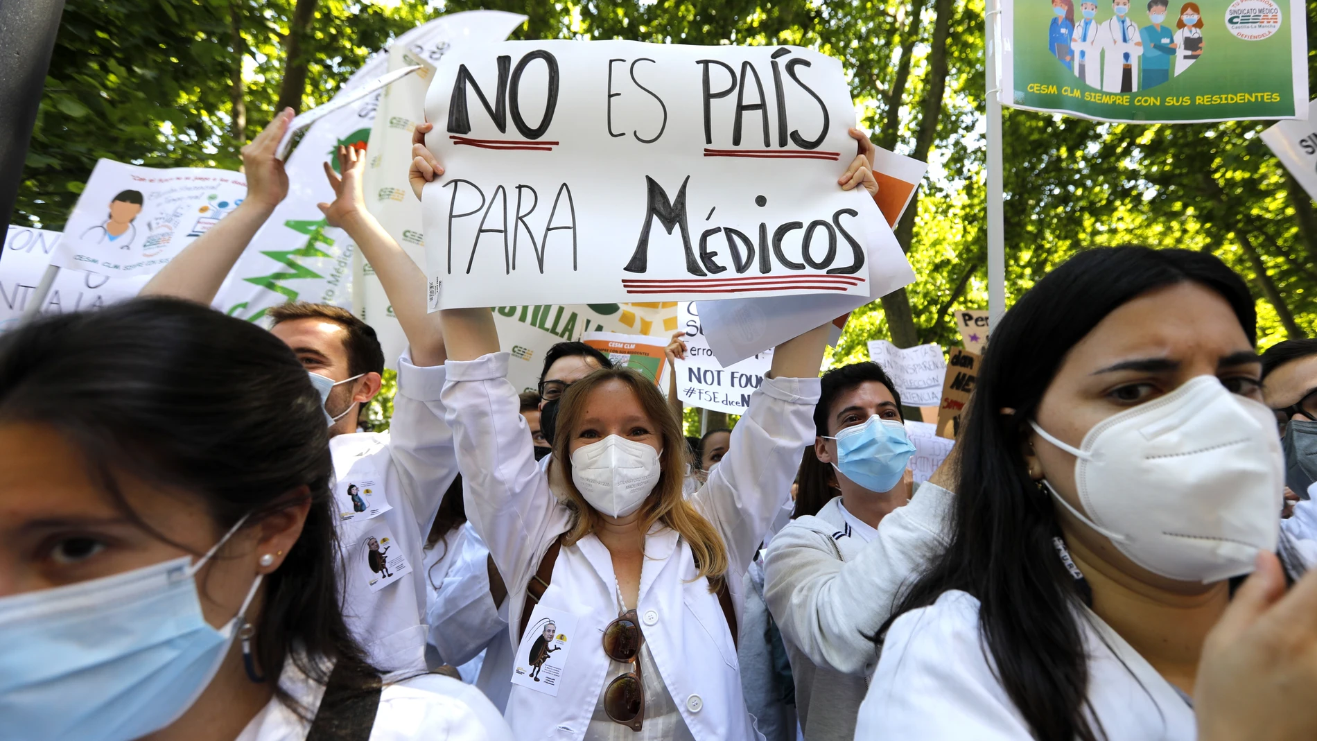 Manifestación, hoy, contra la asignación de las plazas de médicos frente al Ministerio de Sanidad en Madrid