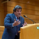 El ministro de Inclusión, Seguridad Social y Migraciones, José Luis Escrivá, interviene durante una sesión de control al Gobierno en el Senado