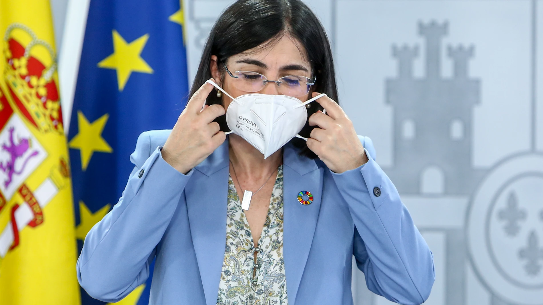 La ministra de Sanidad, Carolina Darias, a su salida de una rueda de prensa posterior a la reunión del Consejo Interterritorial del Sistema Nacional de Salud