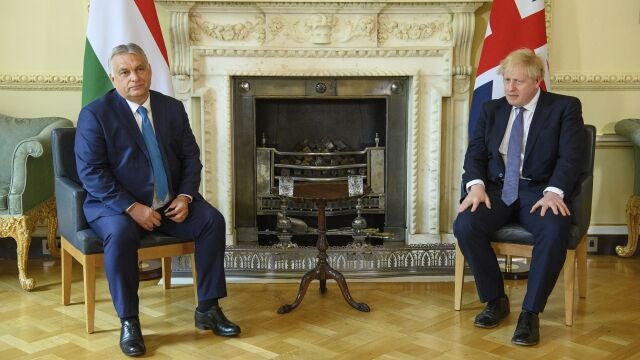 Viktor Orban durante su polémica reunión con Boris Johnson este viernes en Downing Street