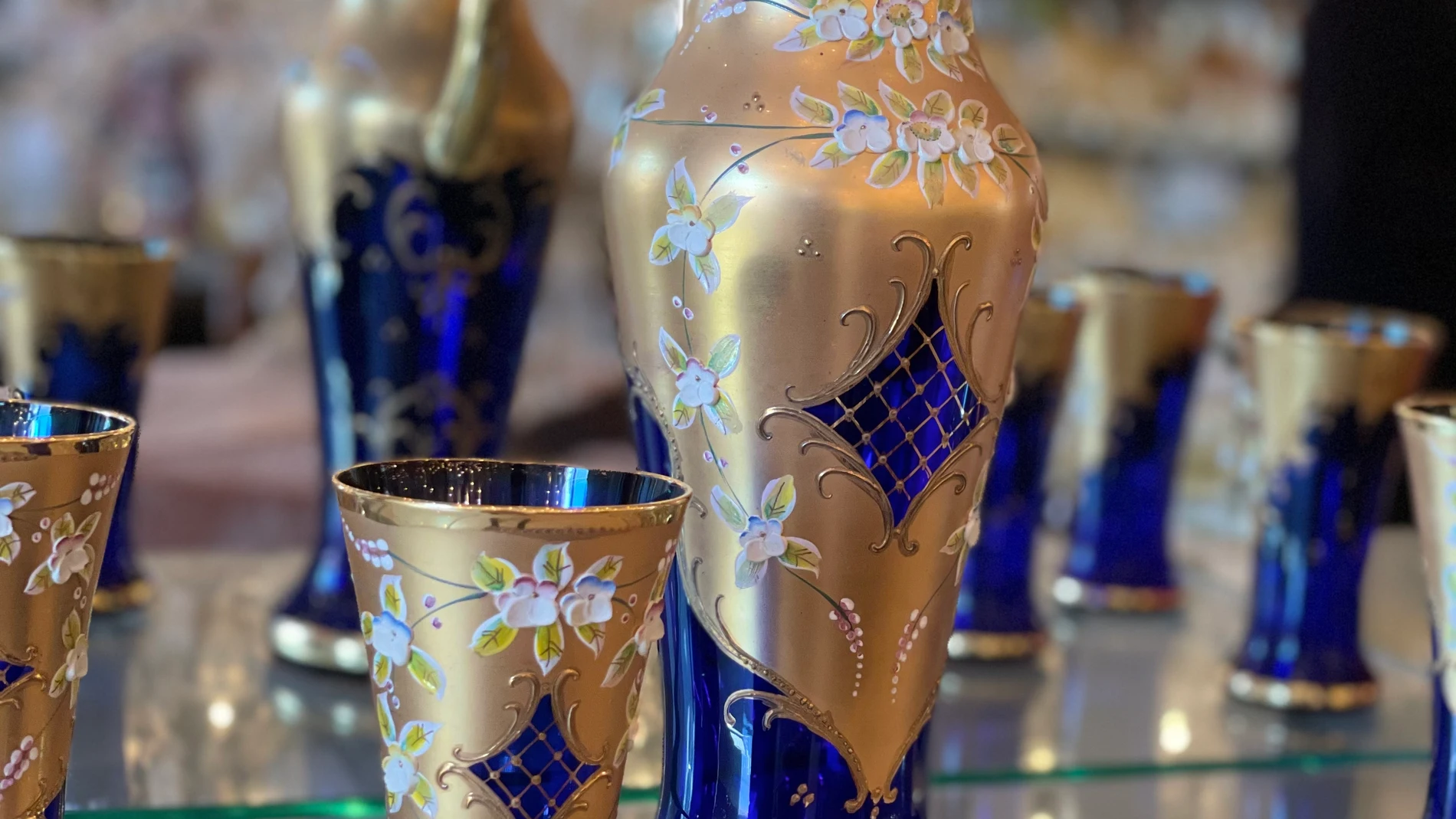Copas "tres fuegos" de cristal de Murano