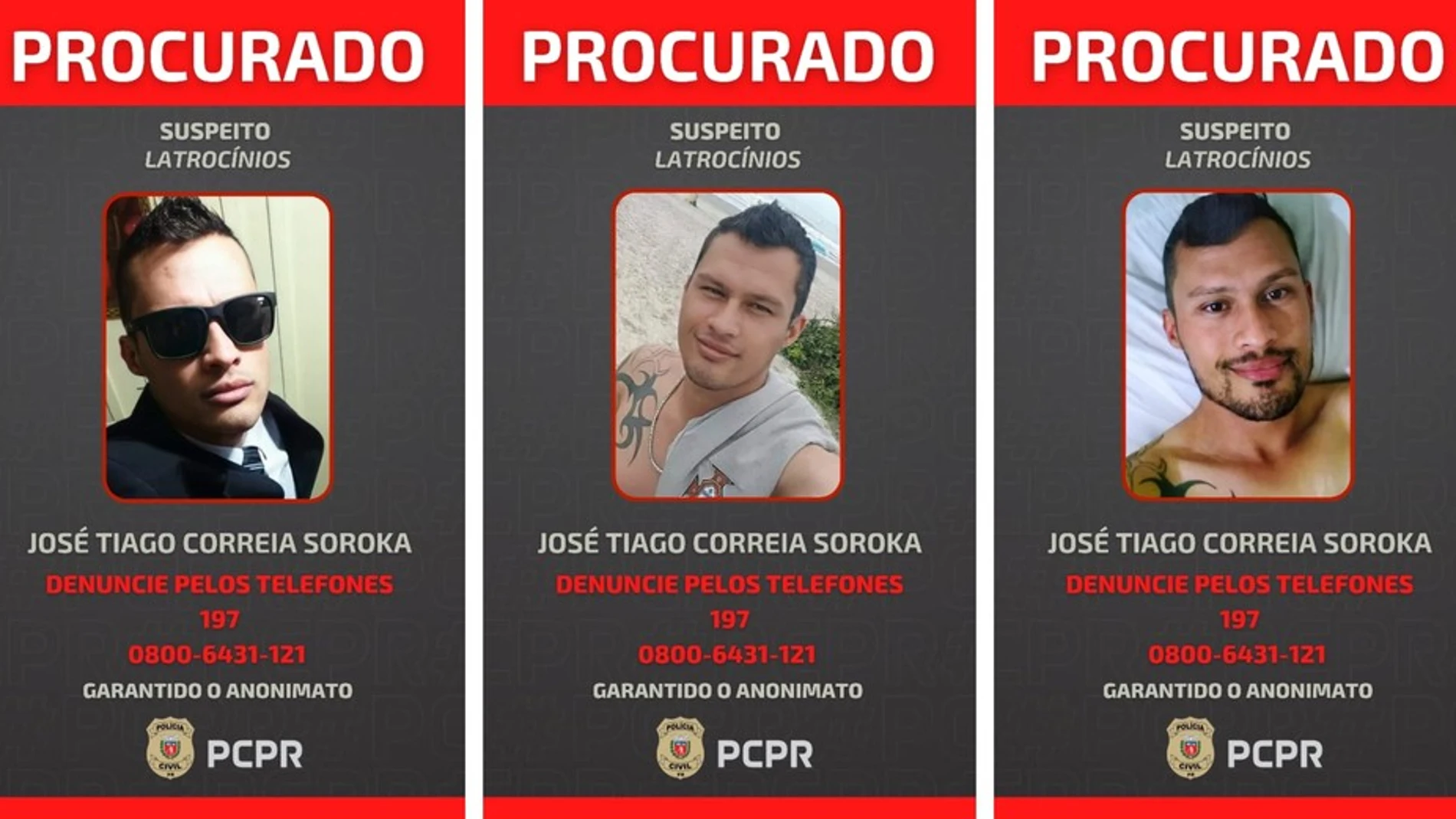 Imágenes de José Tiago Correia Soroka usadas por la policía durante la investigación