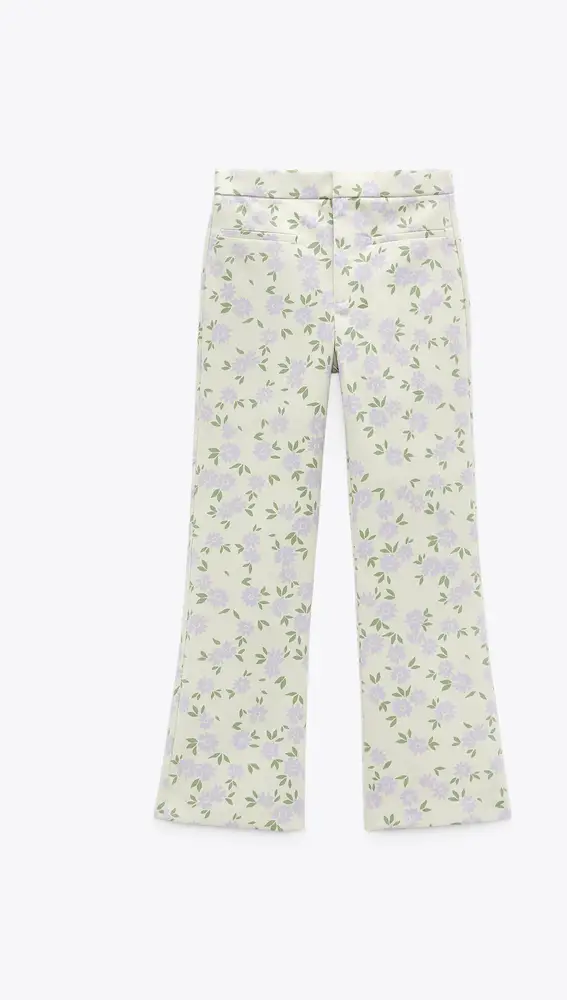 Pantalón flare flores de Zara