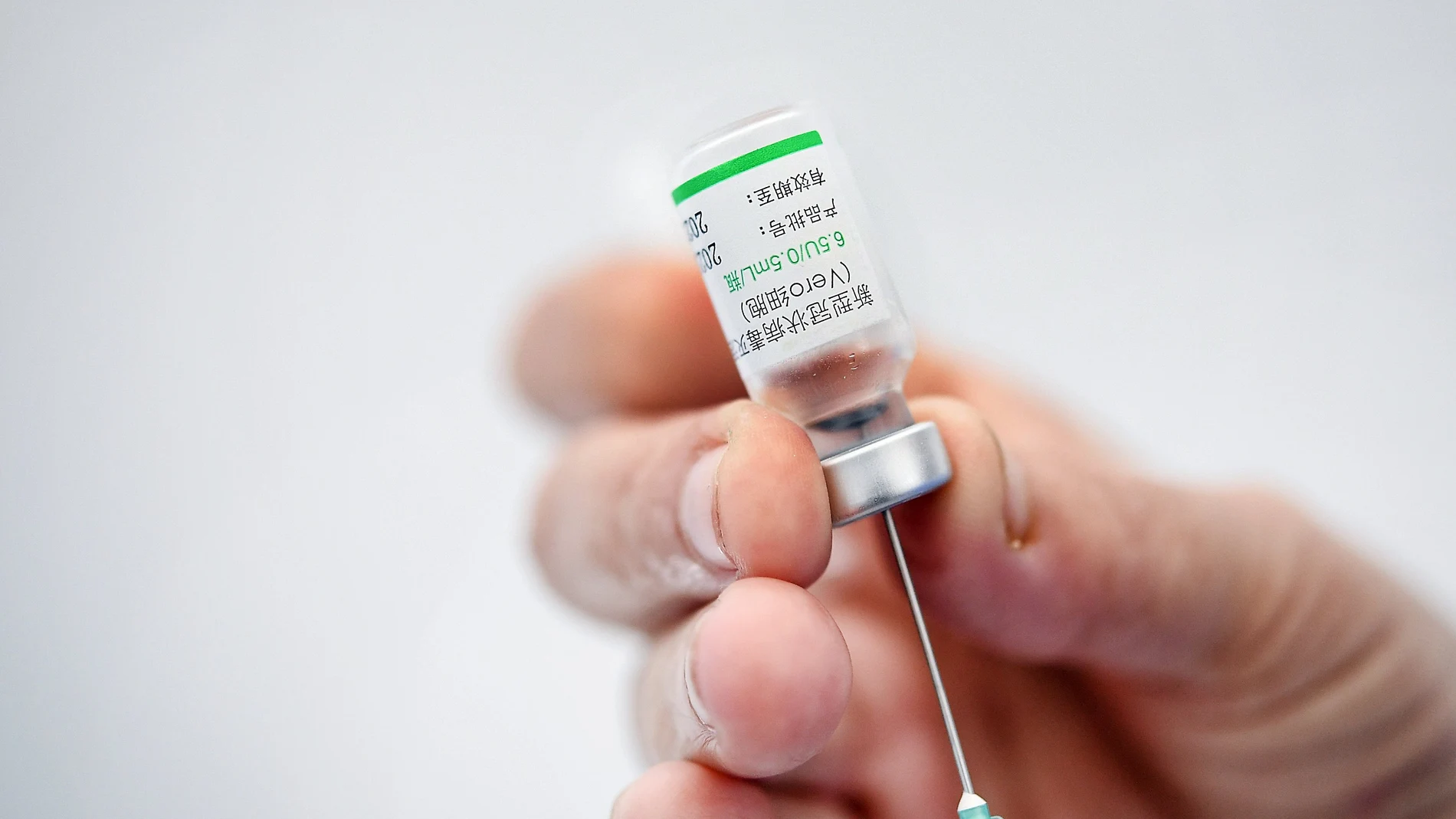 Un trabajador sanitario prepara una dosis de la vacuna Sinovac