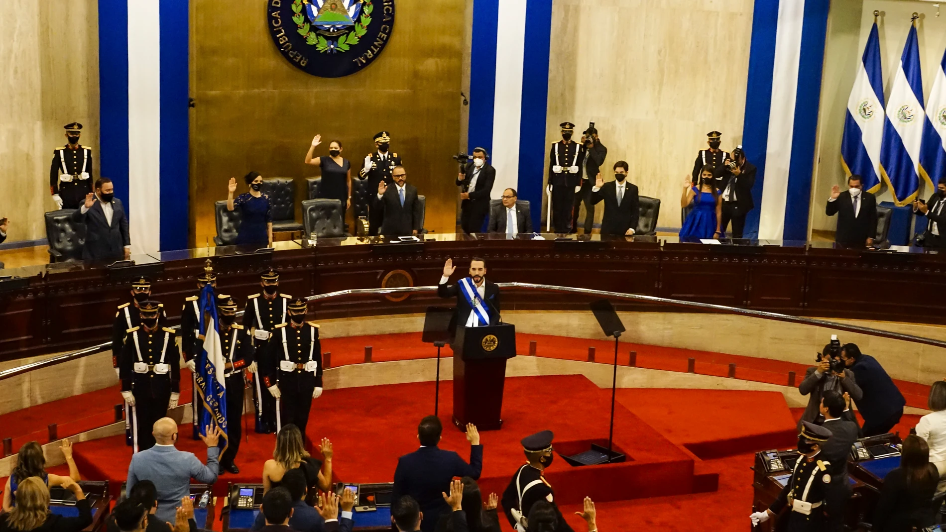 02 June 2021, El Salvador, San Salvador: Salvadoran President Nayib Bukele speaks to Congress during the anniversary of the end of his second year in the government. Photo: Camilo Freedman/ZUMA Wire/dpa02/06/2021 ONLY FOR USE IN SPAIN