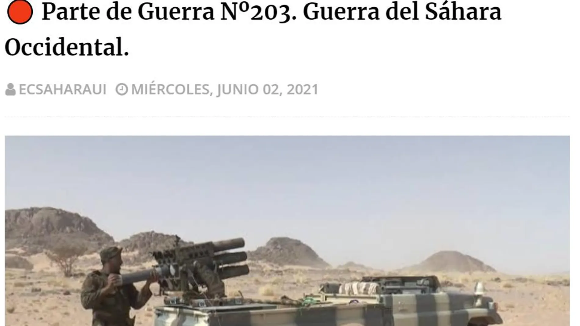 Portada del "parte de guerra" hecho público concidiendo con la vuelta de Ghali a Argelia
