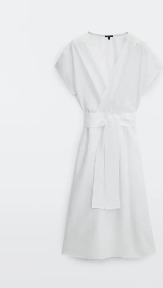 Vestido cruzado de lino de Massimo Dutti