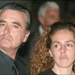 Ortega Cano y Rocío Carrasco en el funeral de Rocío Jurado.