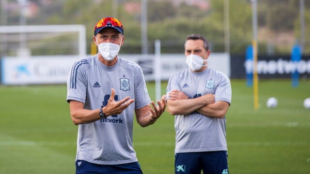 Luis Enrique, en el entrenamiento en la Ciudad del Fútbol