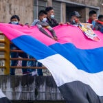 06 June 2021, Colombia, Bogota: Protesters from the Misak Indigenous Community protest in Bogota against the government of President Ivan Duque Marquez and to support the national strike. Photo: Daniel Garzon Herazo/ZUMA Wire/dpaDaniel Garzon Herazo/ZUMA Wire/d / DPA06/06/2021 ONLY FOR USE IN SPAIN