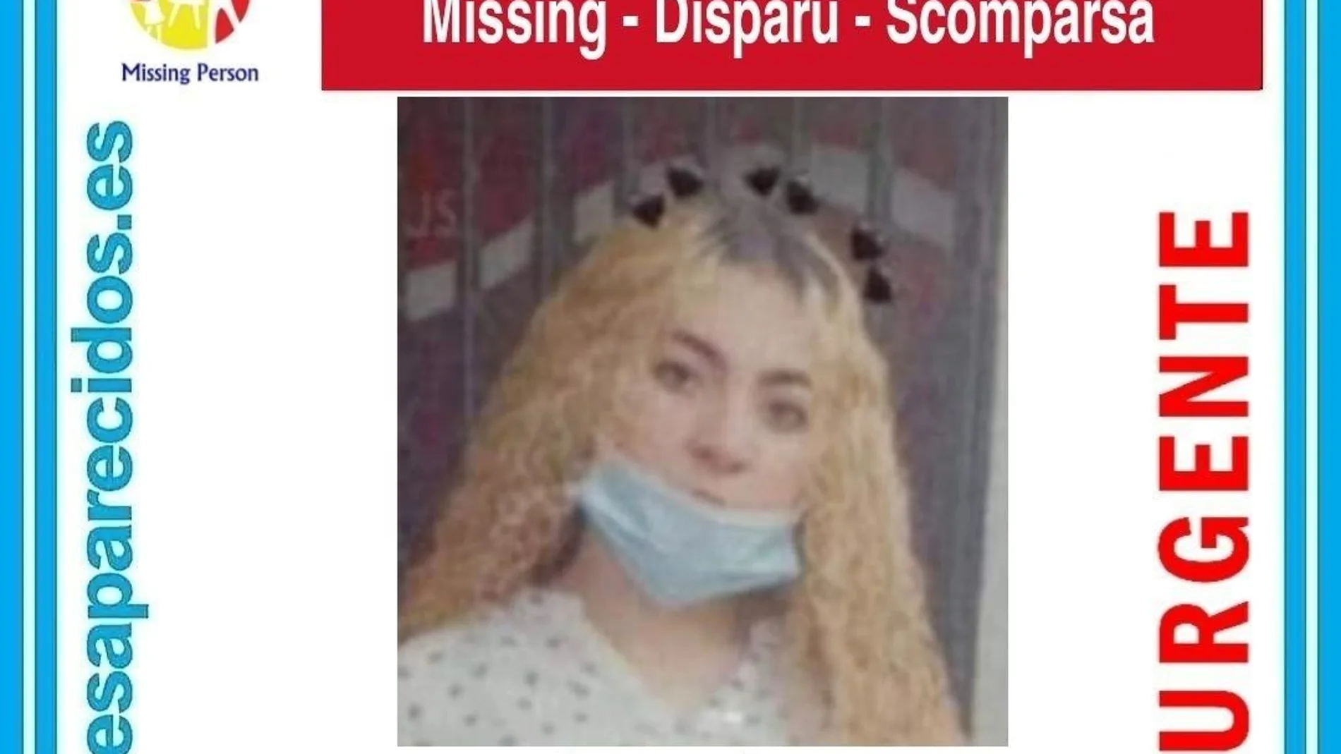 Cartel de búsqueda de la joven desaparecida