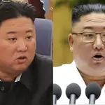 El dictador de Corea del Norte, Kim Jong Un, en una imagen reciente comparada con una anterior
