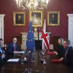 Las delegaciones europea y británica, este miércoles en Londres