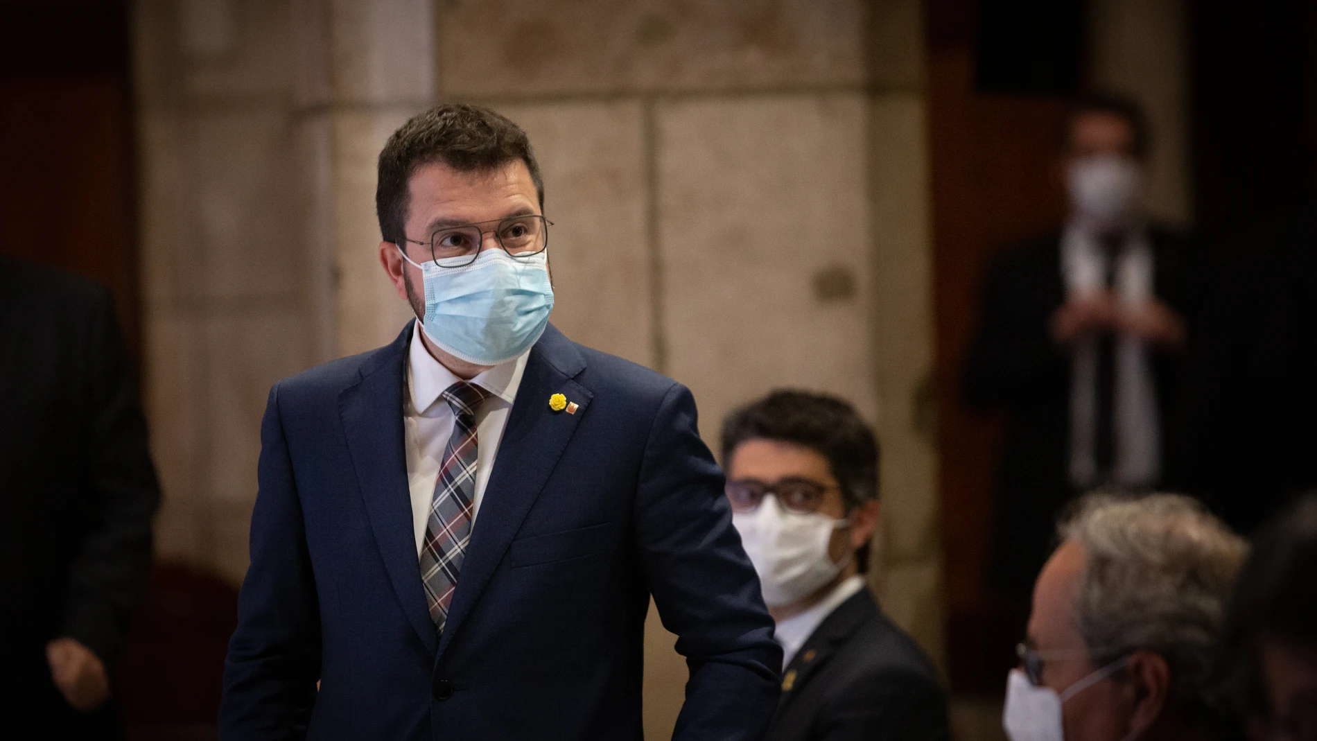 El presidente de la Generalitat, Pere Aragonès, durante la presentación del informe del grupo de trabajo 'Catalunya 2022'