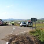 Imagen del camión accidentado cerca de Ólvega (Soria)