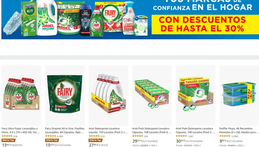 Descuentos en los mejores productos de limpieza de las mejores marcas