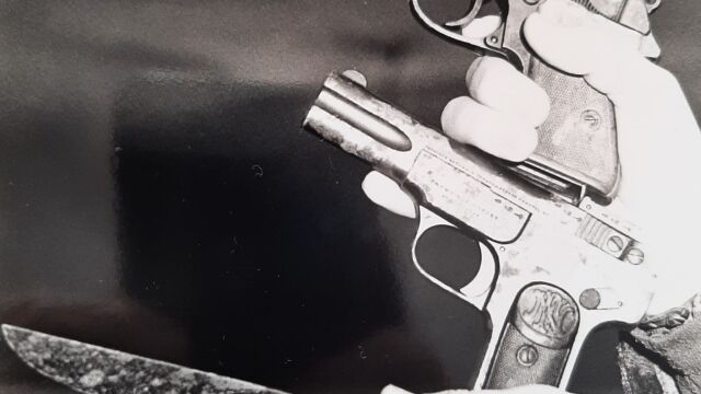 La pistola empleada para los asesinatos fue una semiautomática de modelo clásico, calibre 7,65. Jarabo declaró que se la compró a un sereno para su defensa. Entre sus efectos se encontró otra pistola, una Walther PPK también calibre 7,65 mm. Las dos armas, junto con el cuchillo con el que mató a la sirvienta, se guardan en el Museo de la Policía en Ávila