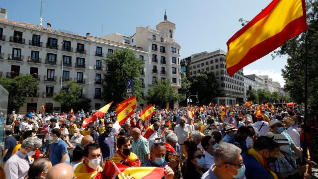 Protesta en la Plaza de Colón el pasado mes de mayo al grito de “Sánchez dimisión”