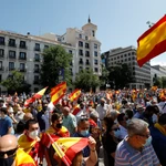 Protesta en la Plaza de Colón el pasado mes de mayo al grito de “Sánchez dimisión”
